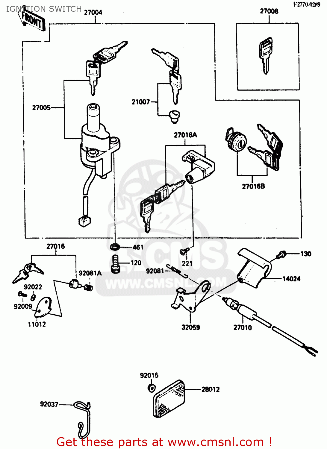 IGNITION SWITCH EN400A2 VULCAN 1986 CANADA / LIQUID COOLED