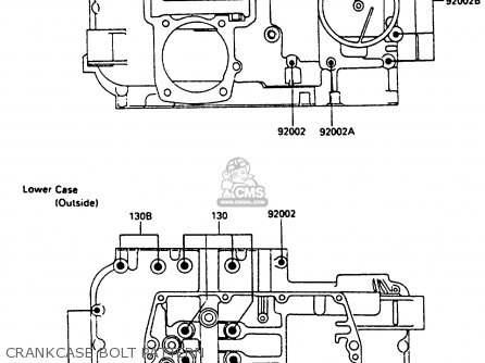 CRANKCASE BOLT PATTERN - EN400A2 VULCAN 1986 CANADA / LIQUID COOLED