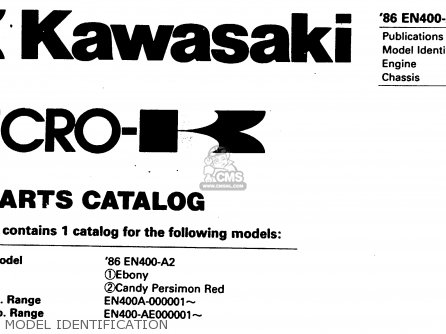 MODEL IDENTIFICATION - EN400A2 VULCAN 1986 CANADA / LIQUID COOLED