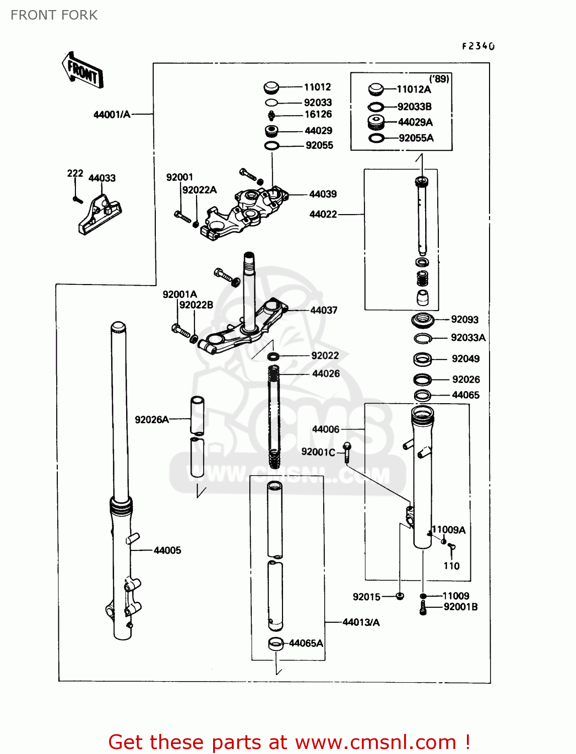 FRONT FORK EN450A1 454LTD 1985 USA CALIFORNIA CANADA