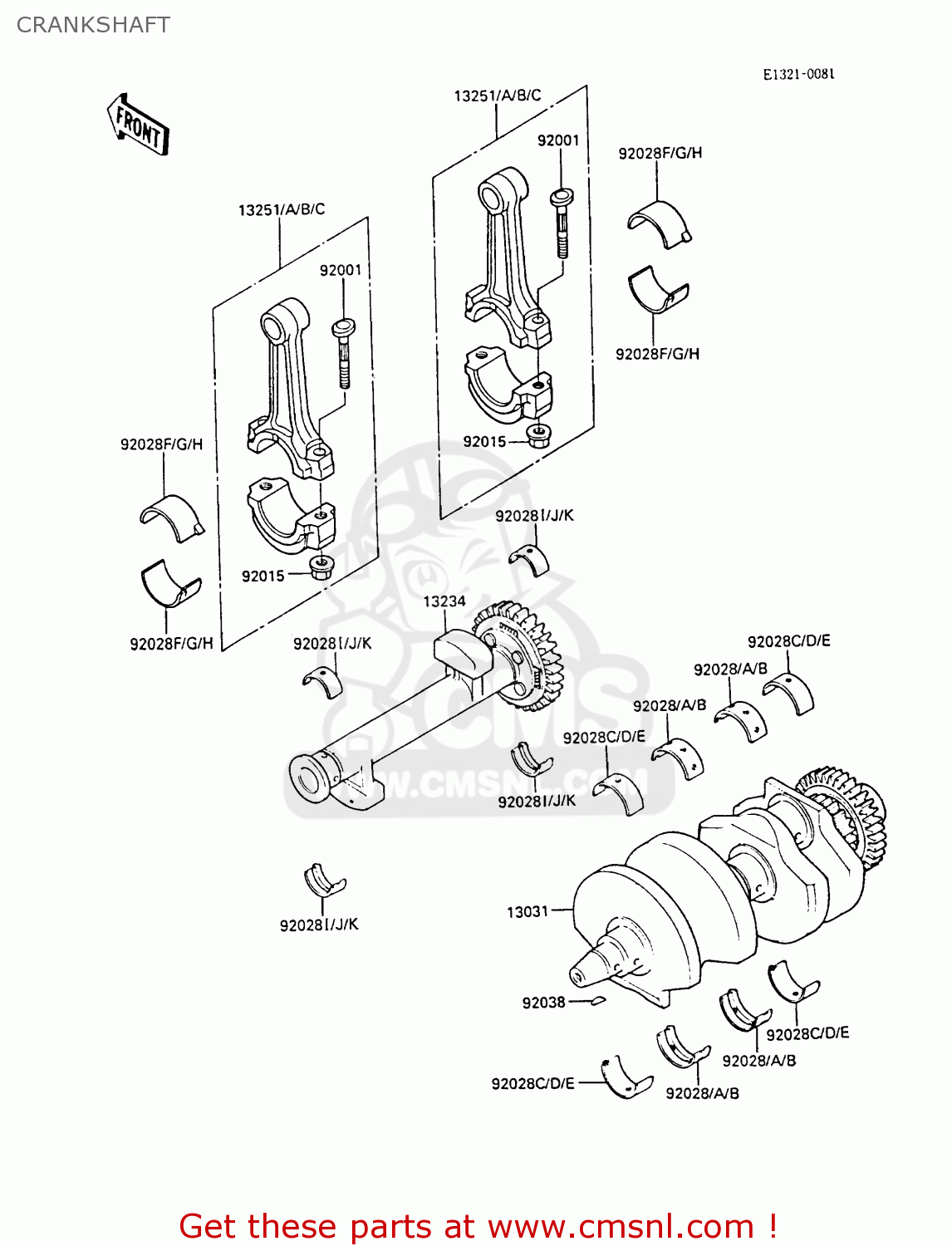 CRANKSHAFT EN450A1 LTD450 1985 EUROPE FR UK FG IT NR / LIQUID COOLED