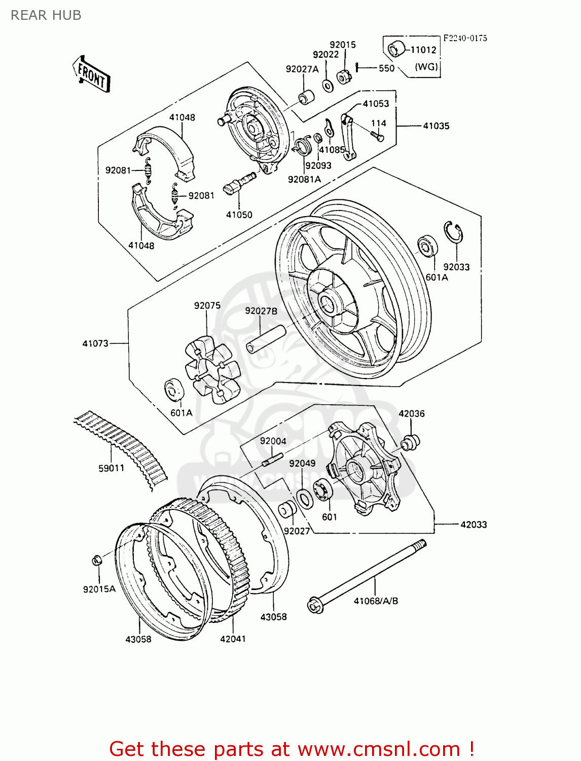 REAR HUB EN450A1 LTD450 1985 EUROPE FR UK FG IT NR / LIQUID COOLED