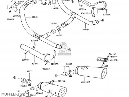 MUFFLER(S) - EN450A1 LTD450 1985 EUROPE FR UK FG IT NR / LIQUID COOLED