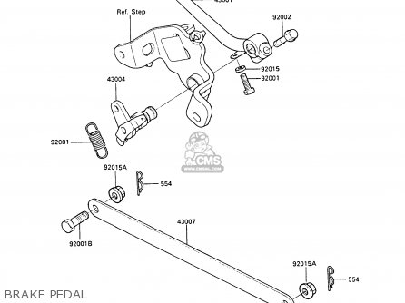 BRAKE PEDAL - EN450A1 LTD450 1985 EUROPE FR UK FG IT NR / LIQUID COOLED