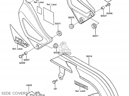 SIDE COVERS - EN450A1 LTD450 1985 EUROPE FR UK FG IT NR / LIQUID COOLED