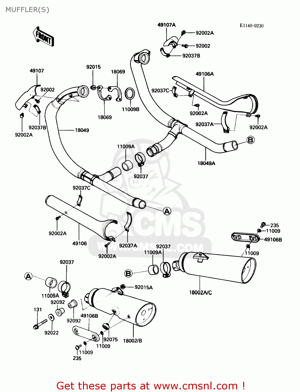 MUFFLER(S) EN450A2 454LTD 1986 USA CALIFORNIA CANADA