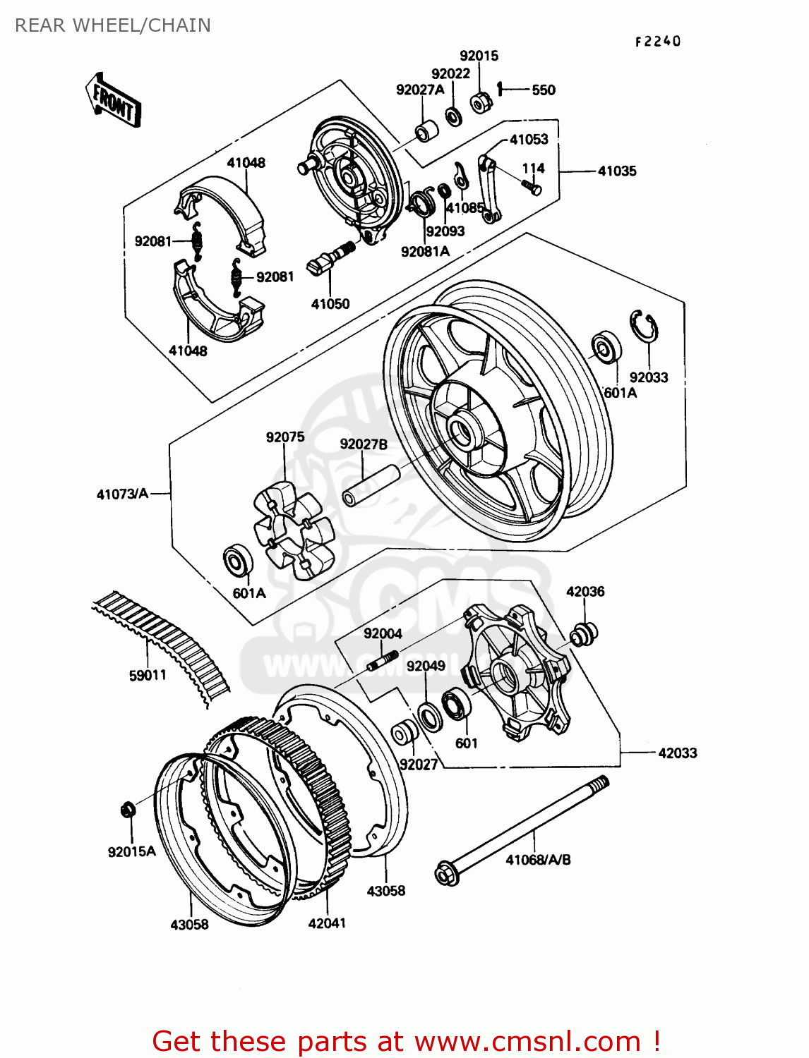 REAR WHEEL/CHAIN EN450A2 454LTD 1986 USA CALIFORNIA CANADA