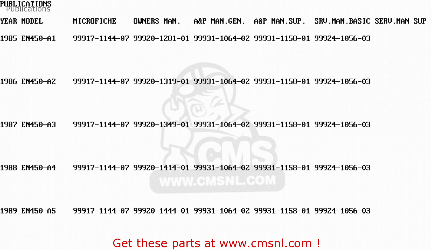 Publications EN450A2 454LTD 1986 USA CALIFORNIA CANADA