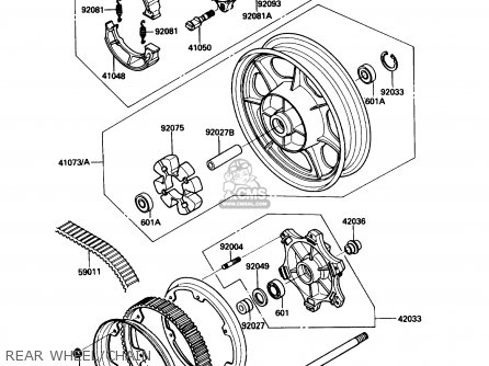 REAR WHEEL/CHAIN - EN450A2 454LTD 1986 USA CALIFORNIA CANADA