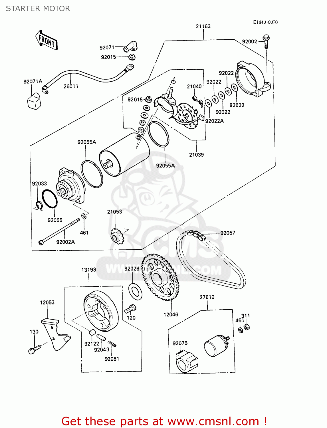 STARTER MOTOR EN450A2 LTD450 1986 EUROPE UK FR FG IT NR ST / LIQUID COOLED