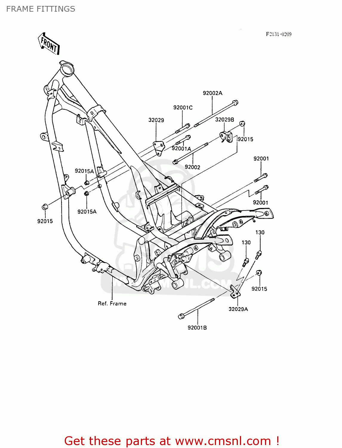 FRAME FITTINGS EN450A2 LTD450 1986 EUROPE UK FR FG IT NR ST / LIQUID COOLED