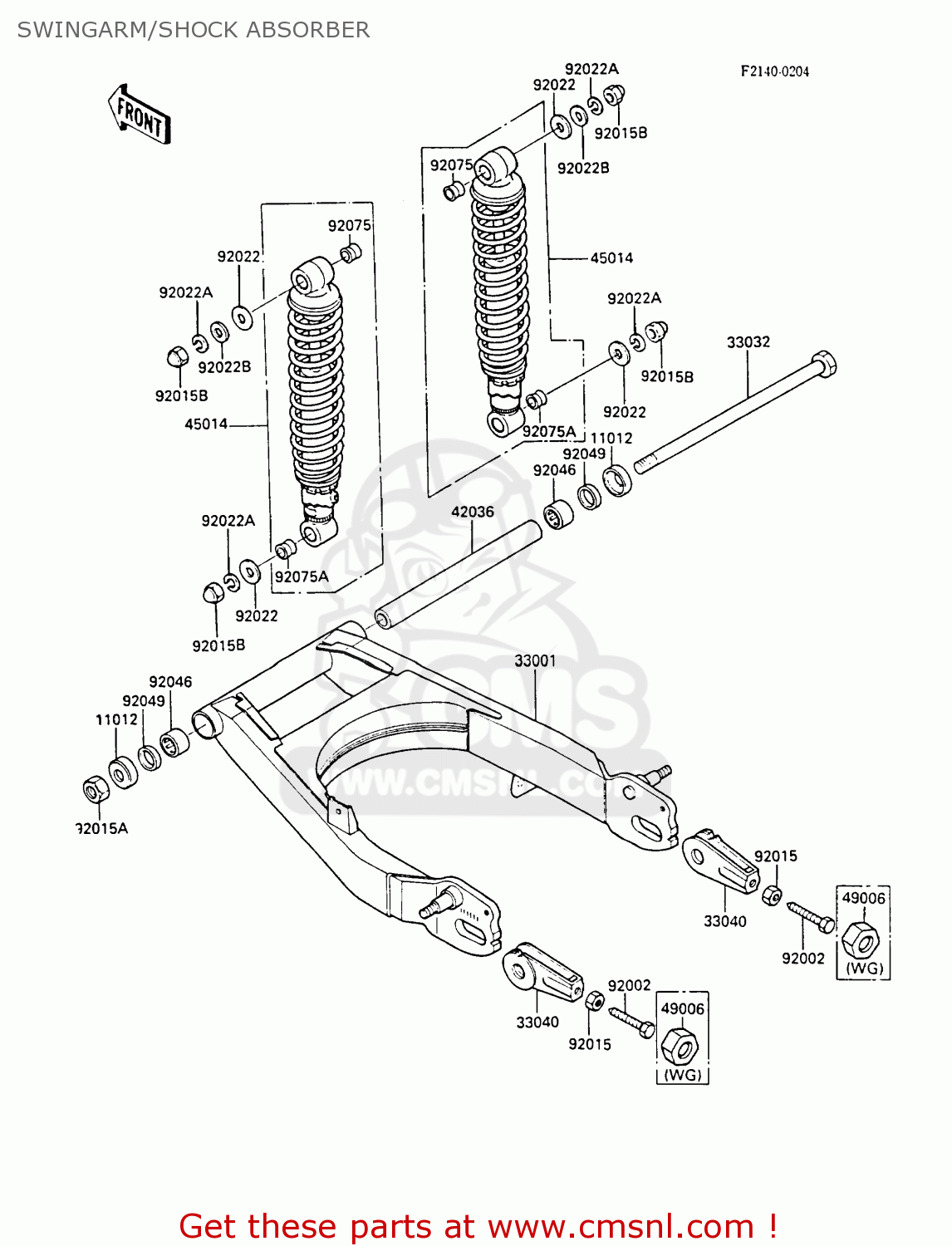 SWINGARM/SHOCK ABSORBER EN450A2 LTD450 1986 EUROPE UK FR FG IT NR ST / LIQUID COOLED