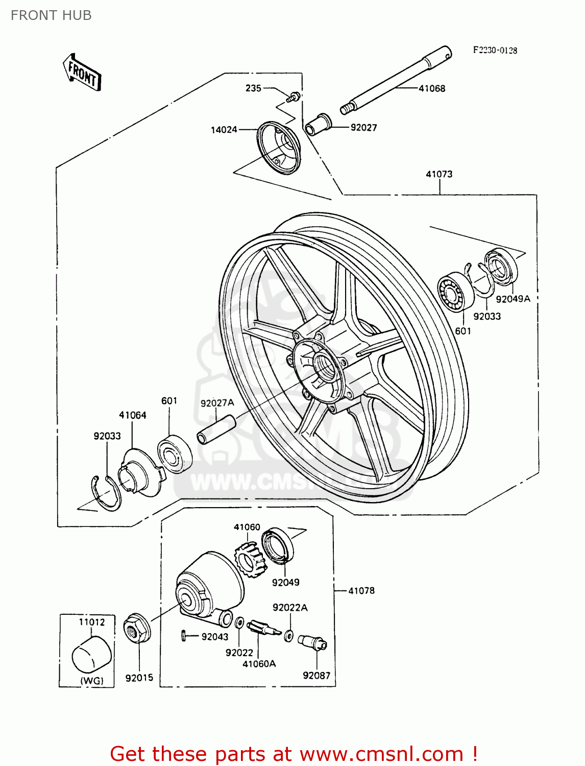 FRONT HUB EN450A2 LTD450 1986 EUROPE UK FR FG IT NR ST / LIQUID COOLED