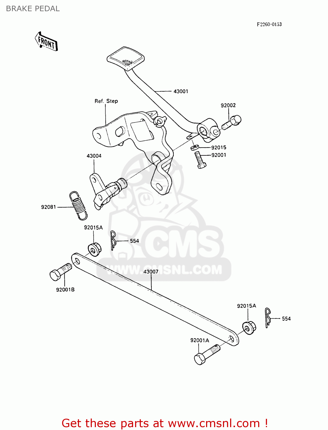 BRAKE PEDAL EN450A2 LTD450 1986 EUROPE UK FR FG IT NR ST / LIQUID COOLED
