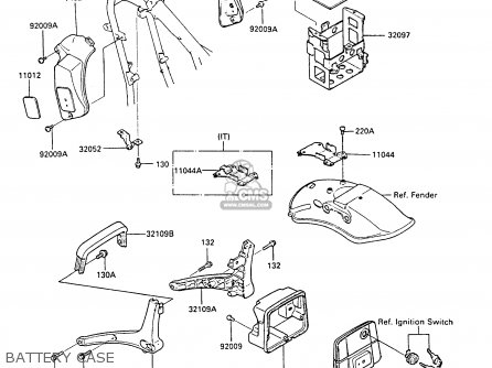 BATTERY CASE - EN450A2 LTD450 1986 EUROPE UK FR FG IT NR ST / LIQUID COOLED