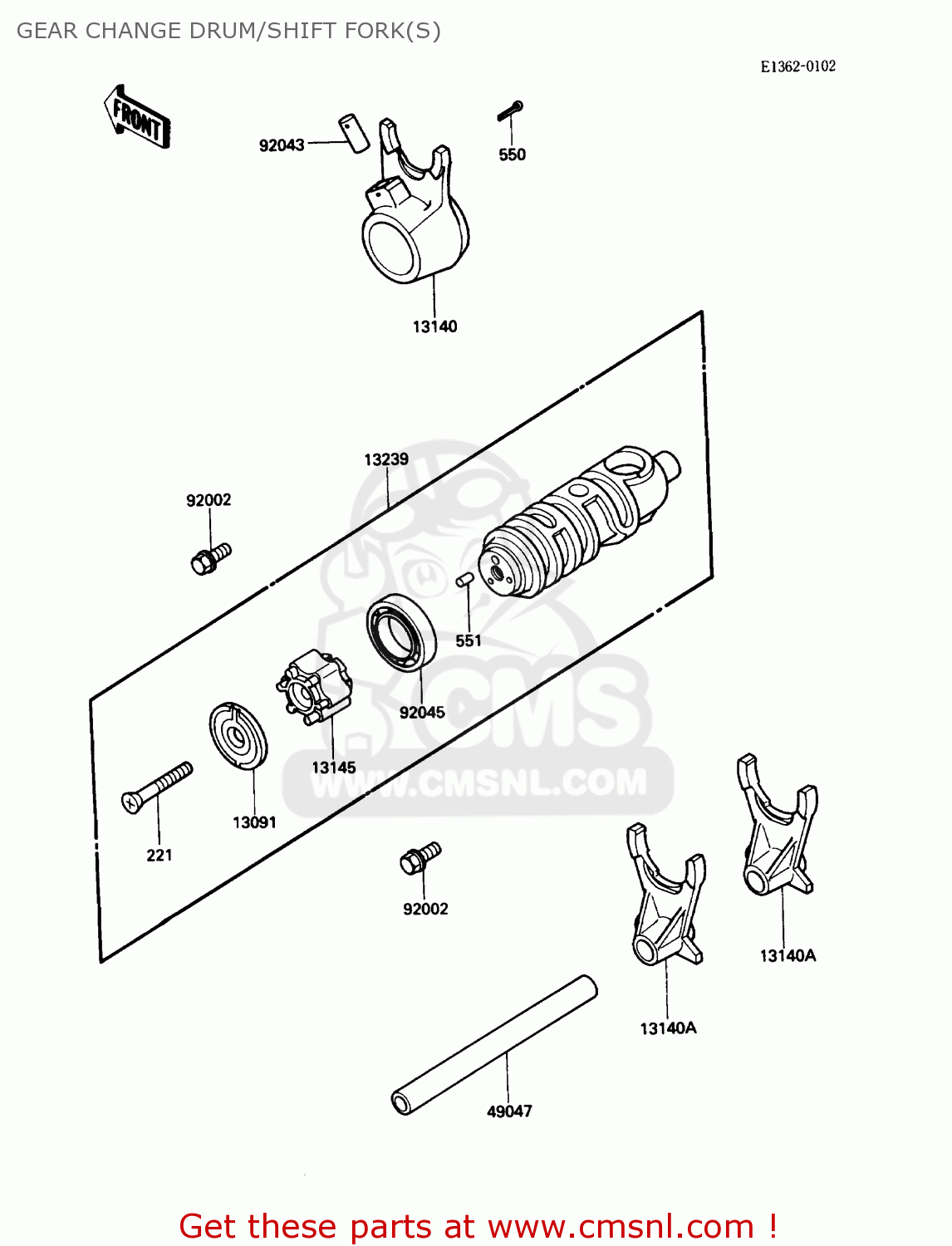 GEAR CHANGE DRUM/SHIFT FORK(S) EN450A3 454LTD 1987 USA CALIFORNIA CANADA