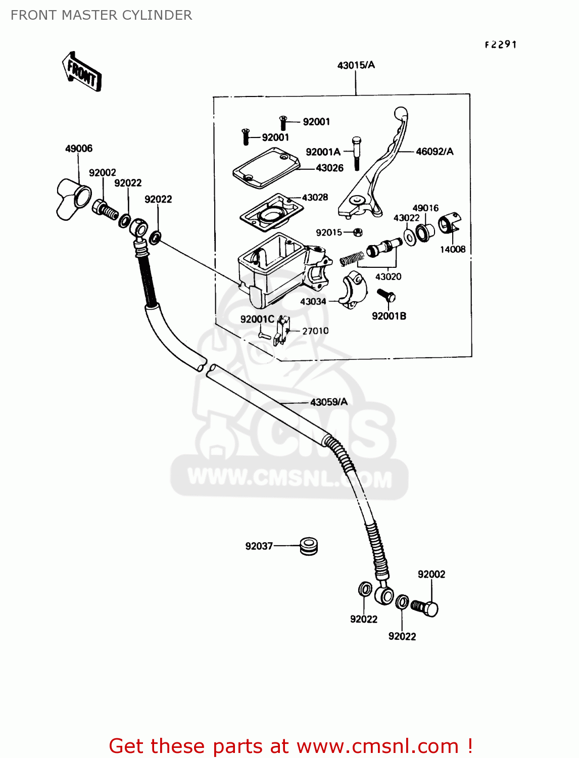 FRONT MASTER CYLINDER EN450A3 454LTD 1987 USA CALIFORNIA CANADA