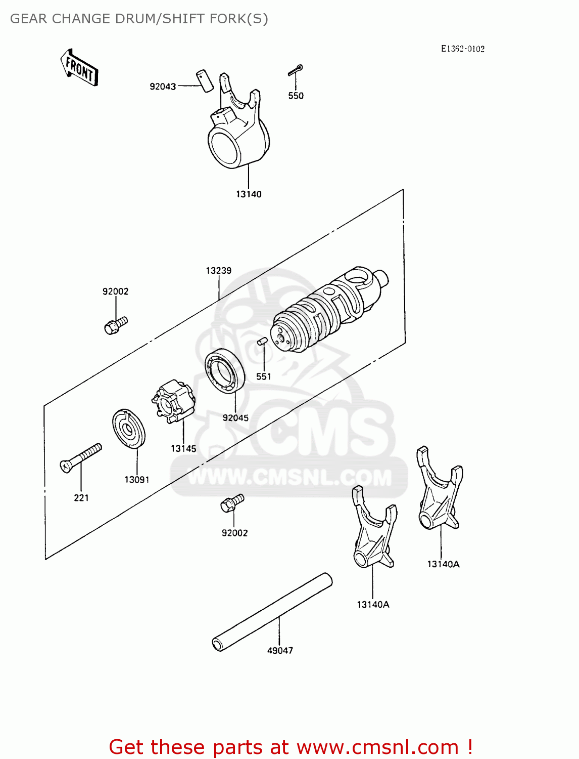 GEAR CHANGE DRUM/SHIFT FORK(S) EN450A3 LTD450 1987 UNITED KINGDOM AR ST