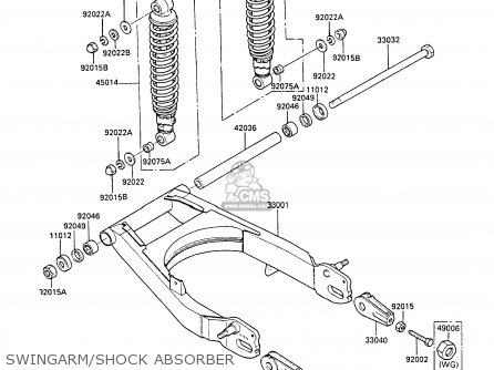 SWINGARM/SHOCK ABSORBER - EN450A3 LTD450 1987 UNITED KINGDOM AR ST