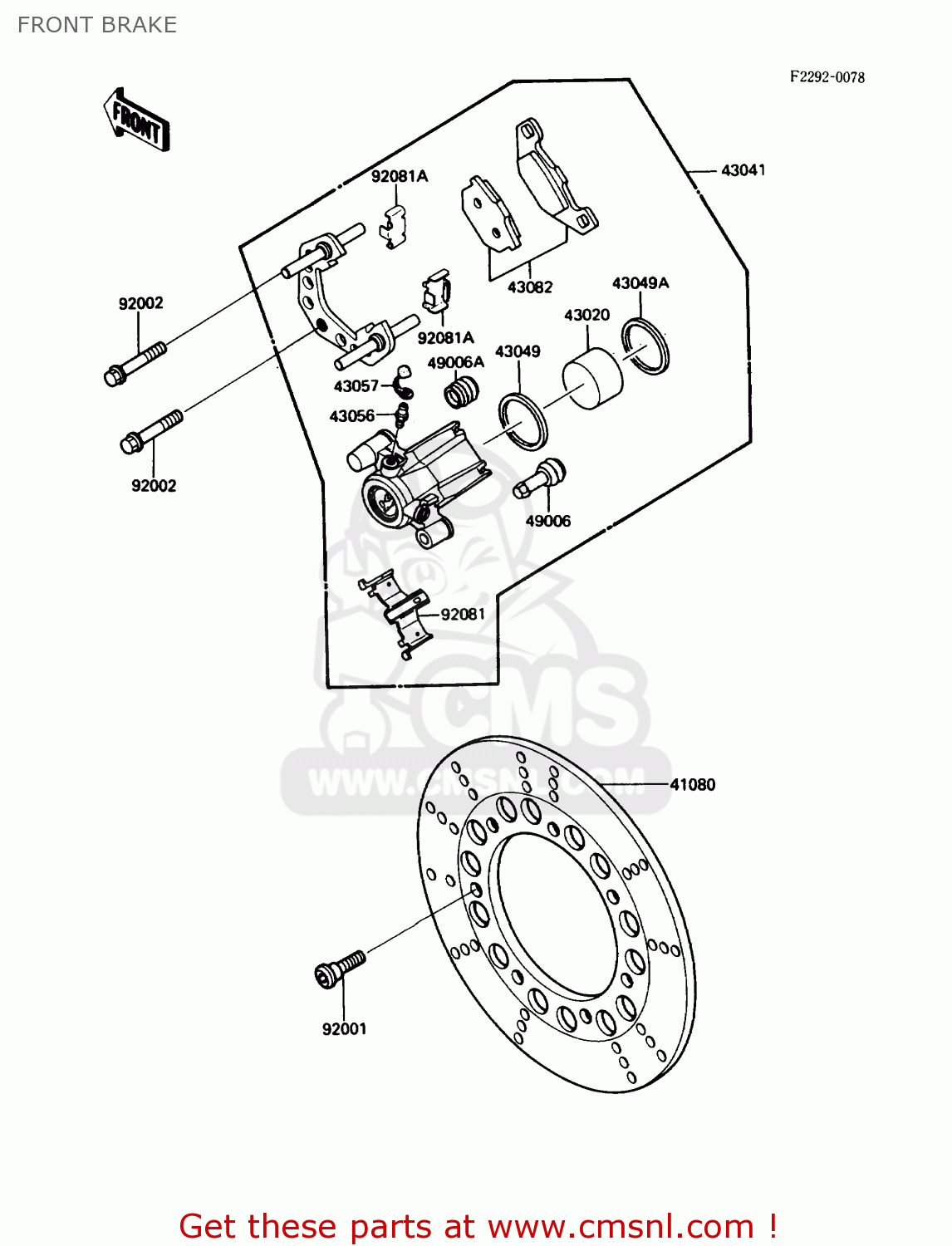 FRONT BRAKE EN450A4 454LTD 1988 USA CALIFORNIA CANADA
