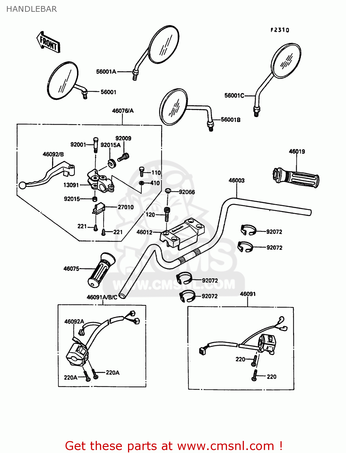 HANDLEBAR EN450A4 454LTD 1988 USA CALIFORNIA CANADA