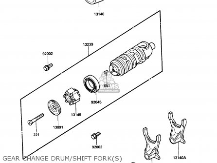 GEAR CHANGE DRUM/SHIFT FORK(S) - EN450A4 454LTD 1988 USA CALIFORNIA CANADA