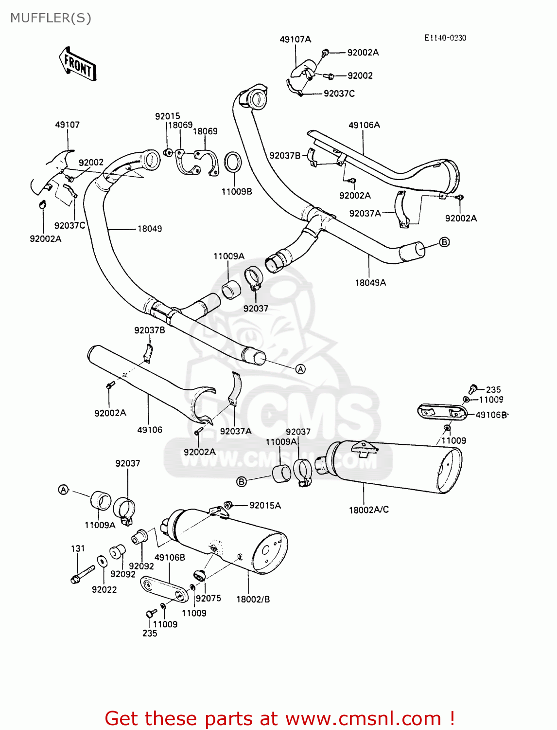 MUFFLER(S) EN450A4 LTD450 1988 EUROPE UK AR FG IT NR ST / LIQUID COOLED