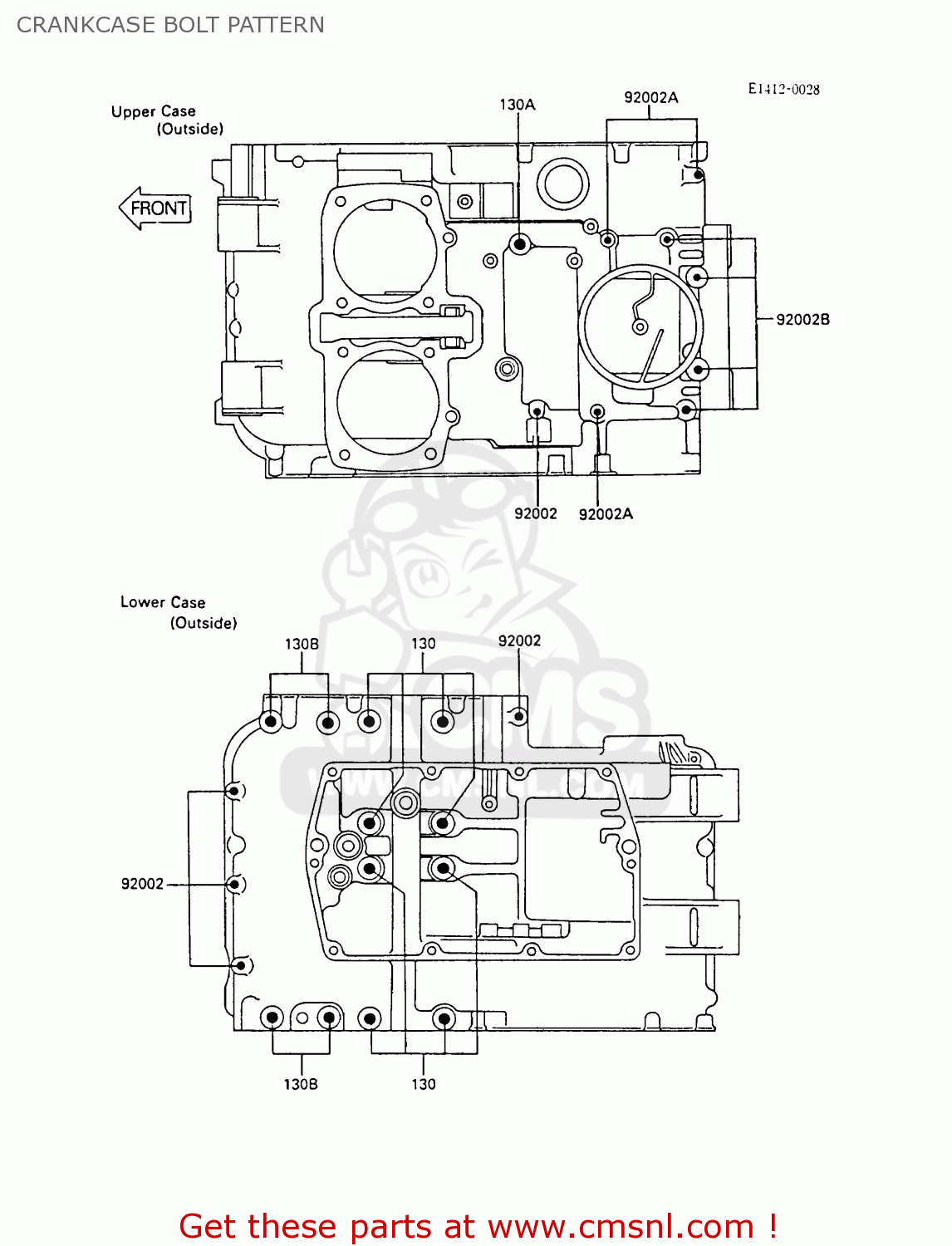 CRANKCASE BOLT PATTERN EN450A4 LTD450 1988 EUROPE UK AR FG IT NR ST / LIQUID COOLED