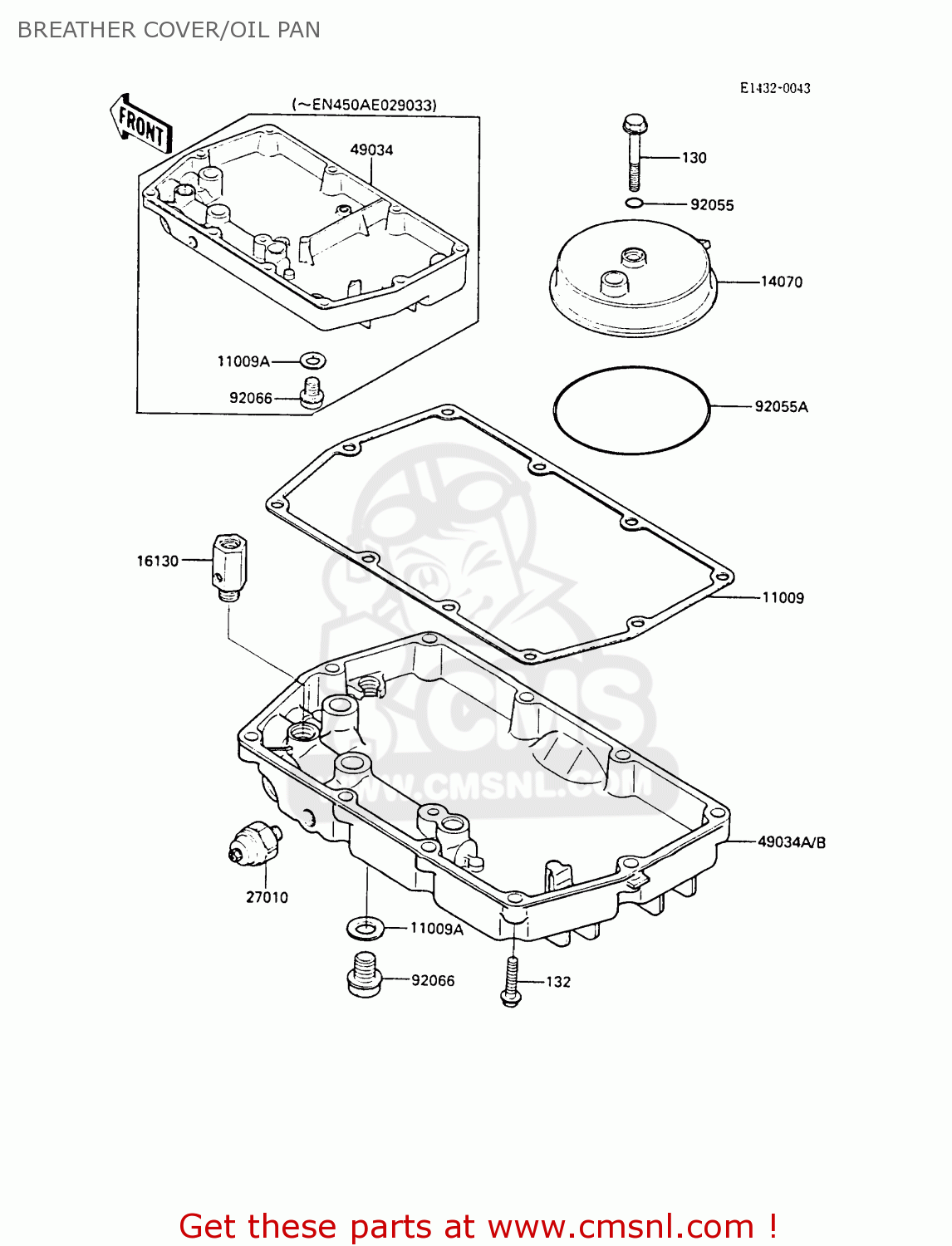 BREATHER COVER/OIL PAN EN450A4 LTD450 1988 EUROPE UK AR FG IT NR ST / LIQUID COOLED
