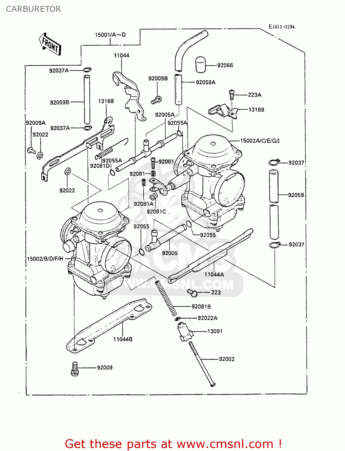CARBURETOR EN450A4 LTD450 1988 EUROPE UK AR FG IT NR ST / LIQUID COOLED