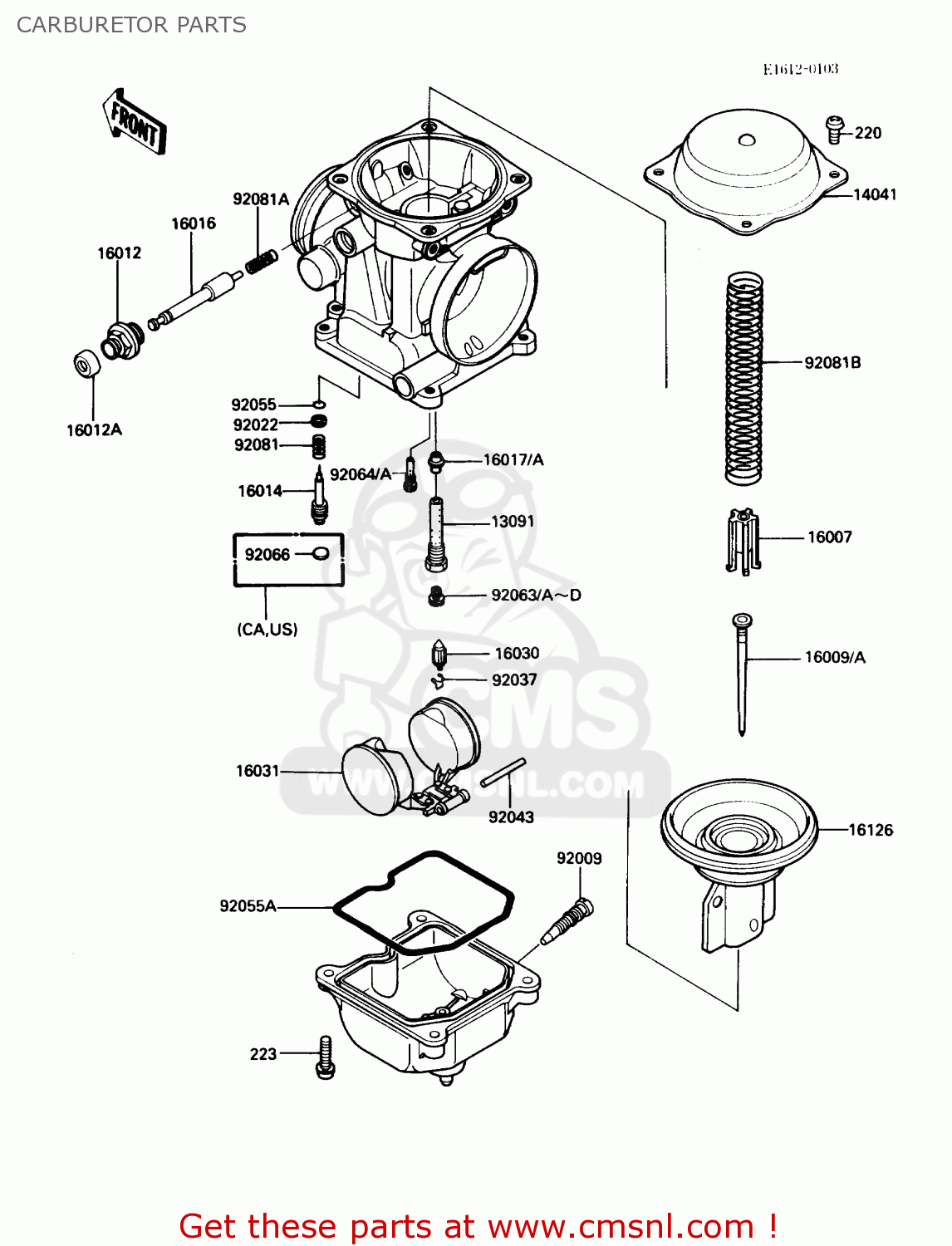 CARBURETOR PARTS EN450A5 454LTD 1989 USA CALIFORNIA CANADA