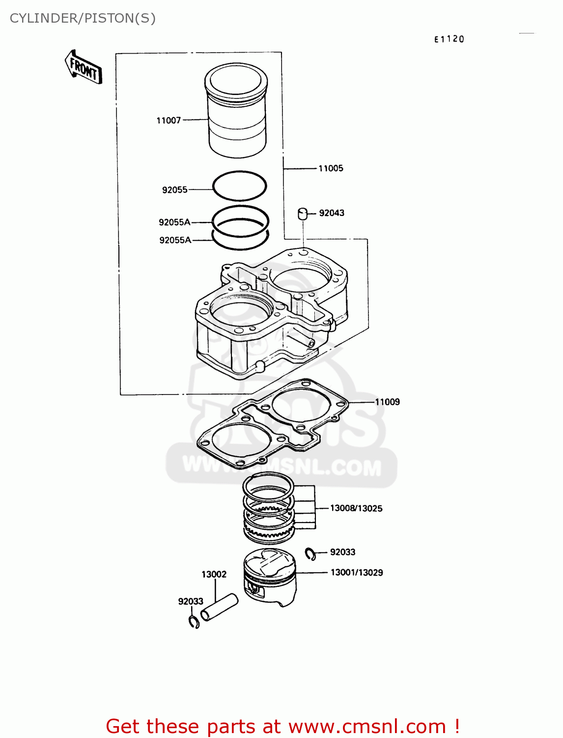 CYLINDER/PISTON(S) EN450A5 LTD450 1989 EUROPE UK AR FG IT NR / LIQUID COOLED