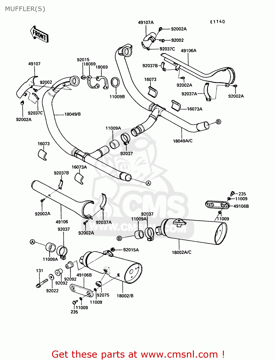 MUFFLER(S) EN450A5 LTD450 1989 EUROPE UK AR FG IT NR / LIQUID COOLED