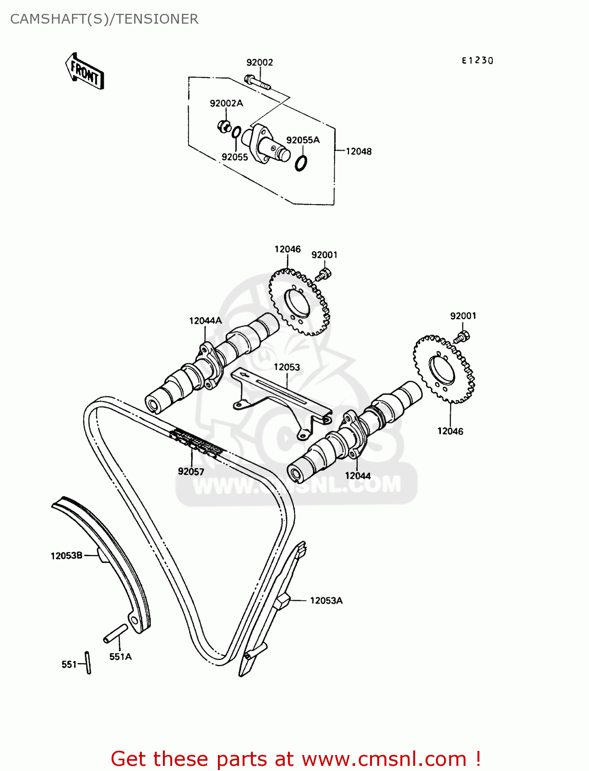 CAMSHAFT(S)/TENSIONER EN450A5 LTD450 1989 EUROPE UK AR FG IT NR / LIQUID COOLED
