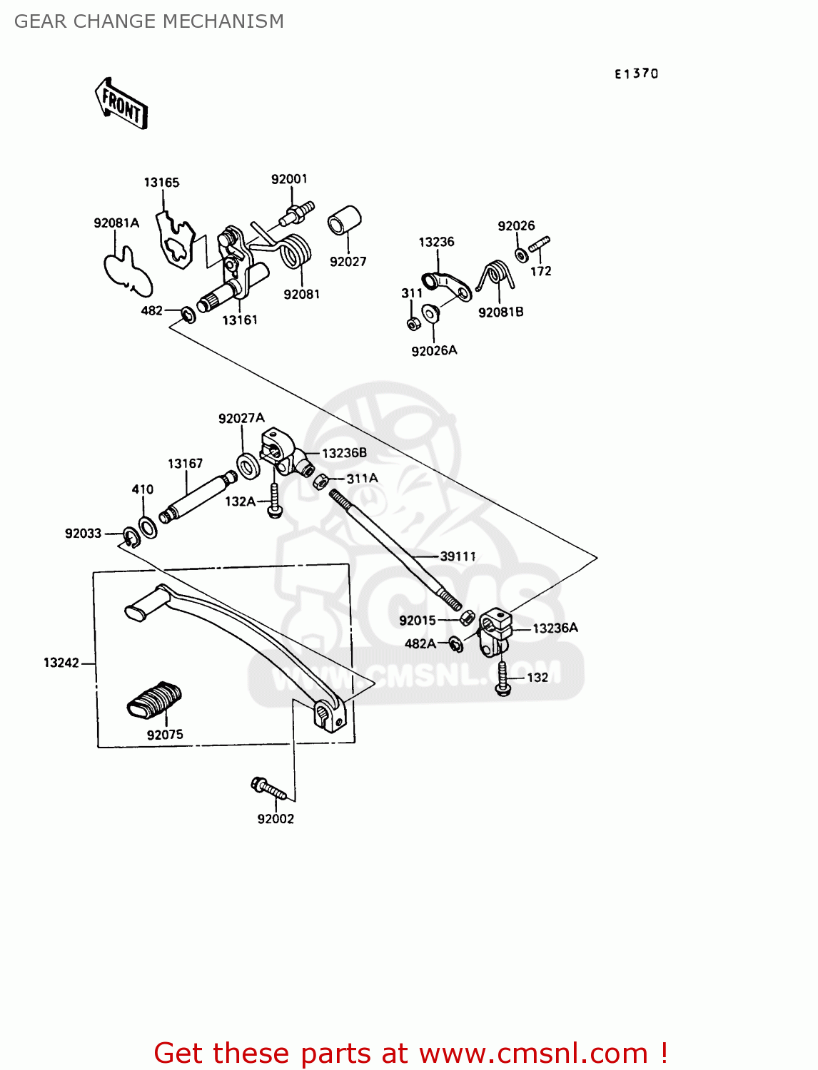 GEAR CHANGE MECHANISM EN450A5 LTD450 1989 EUROPE UK AR FG IT NR / LIQUID COOLED