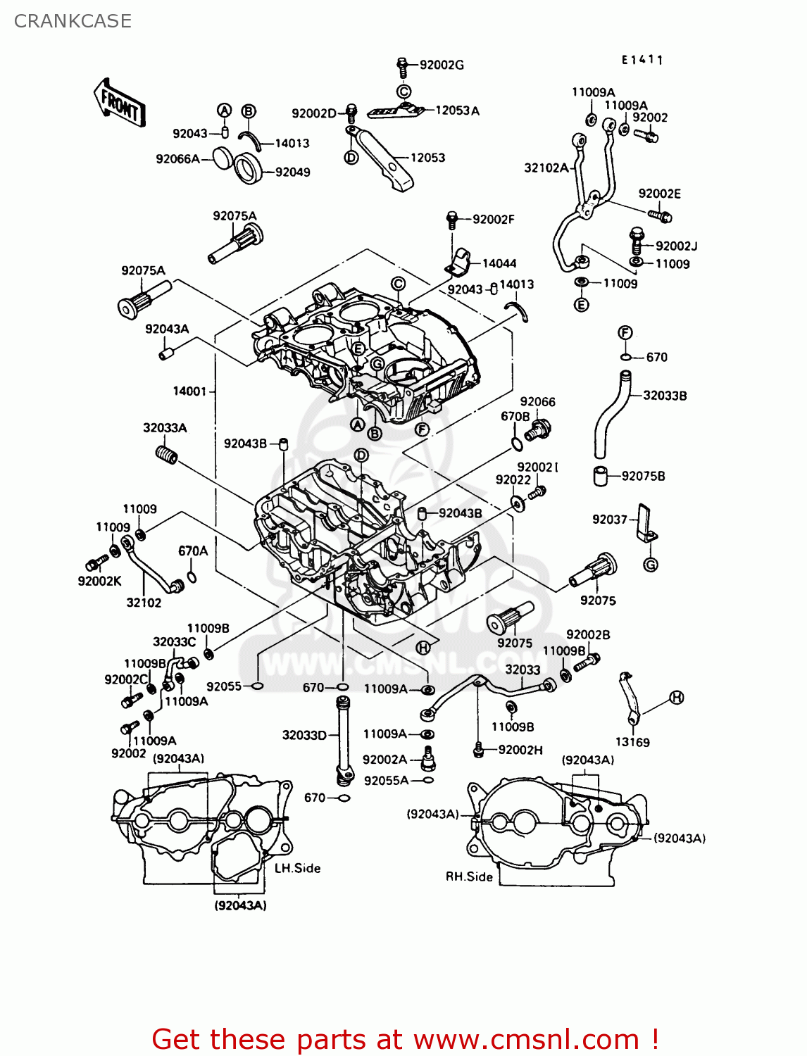 CRANKCASE EN450A5 LTD450 1989 EUROPE UK AR FG IT NR / LIQUID COOLED