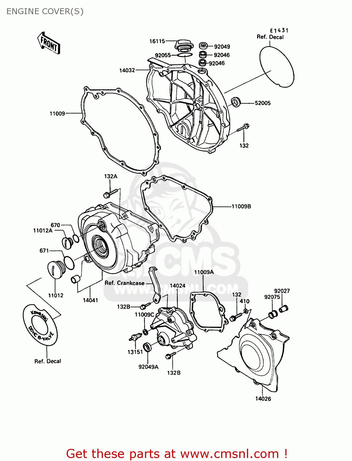 ENGINE COVER(S) EN450A5 LTD450 1989 EUROPE UK AR FG IT NR / LIQUID COOLED