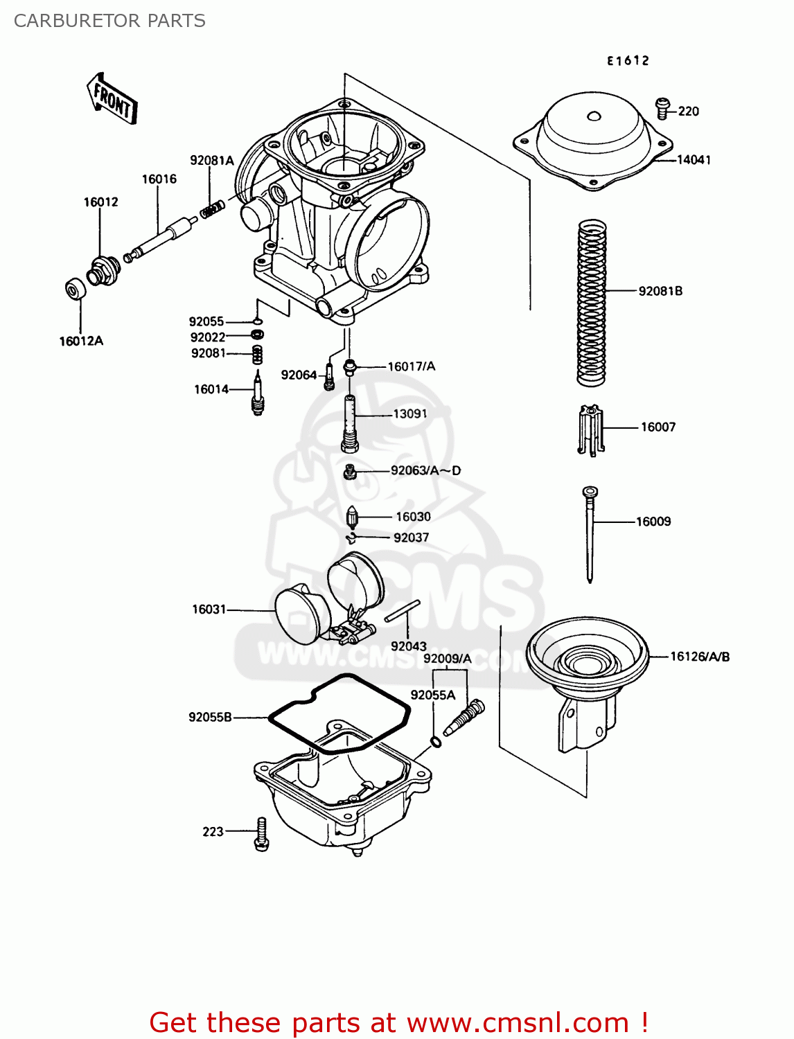 CARBURETOR PARTS EN450A5 LTD450 1989 EUROPE UK AR FG IT NR / LIQUID COOLED