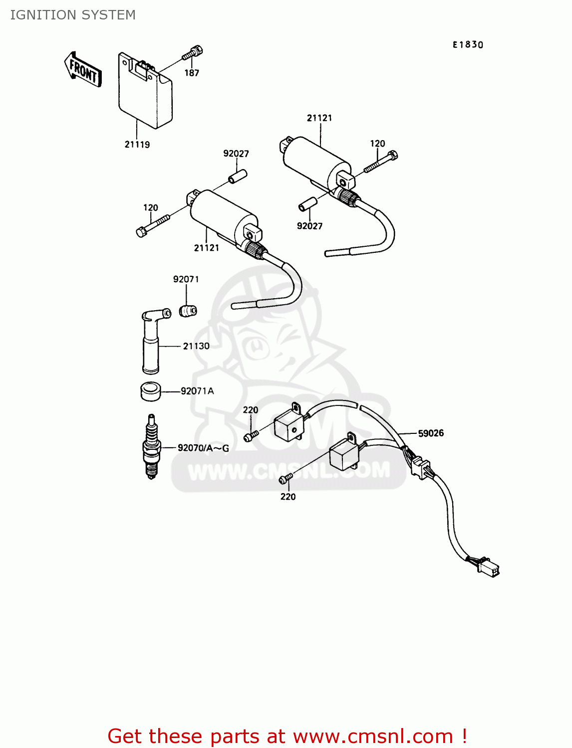 IGNITION SYSTEM EN450A5 LTD450 1989 EUROPE UK AR FG IT NR / LIQUID COOLED