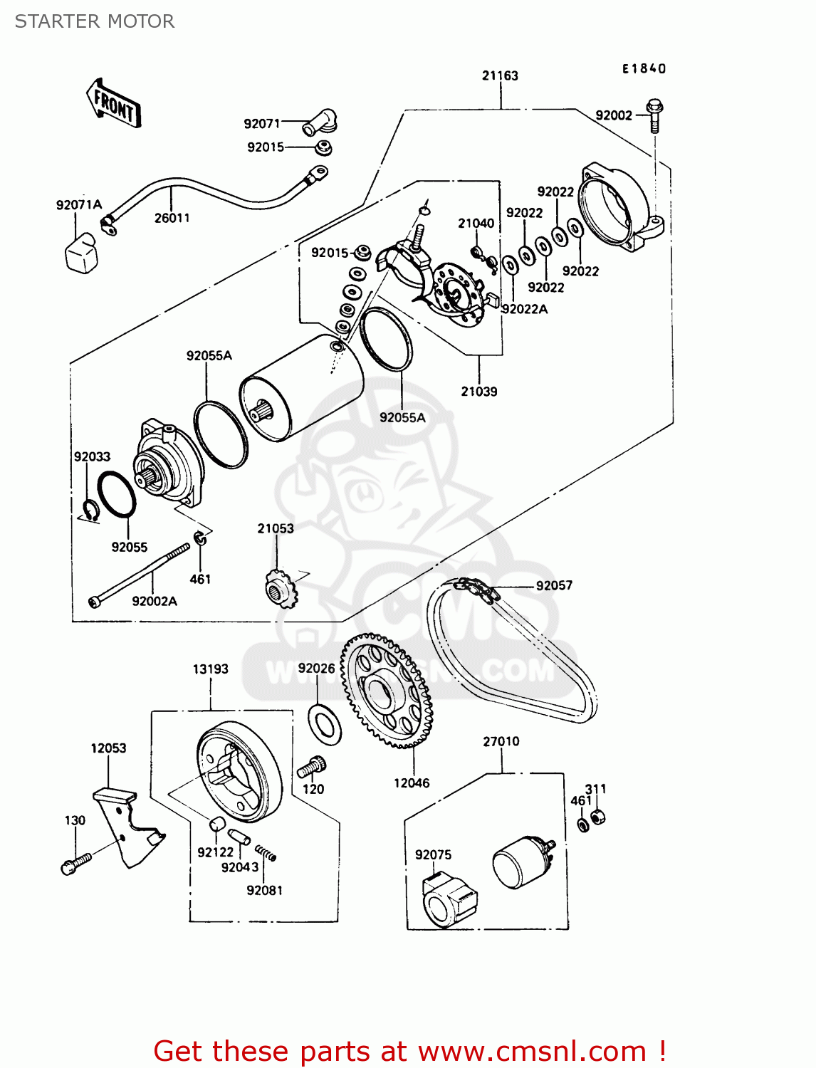 STARTER MOTOR EN450A5 LTD450 1989 EUROPE UK AR FG IT NR / LIQUID COOLED