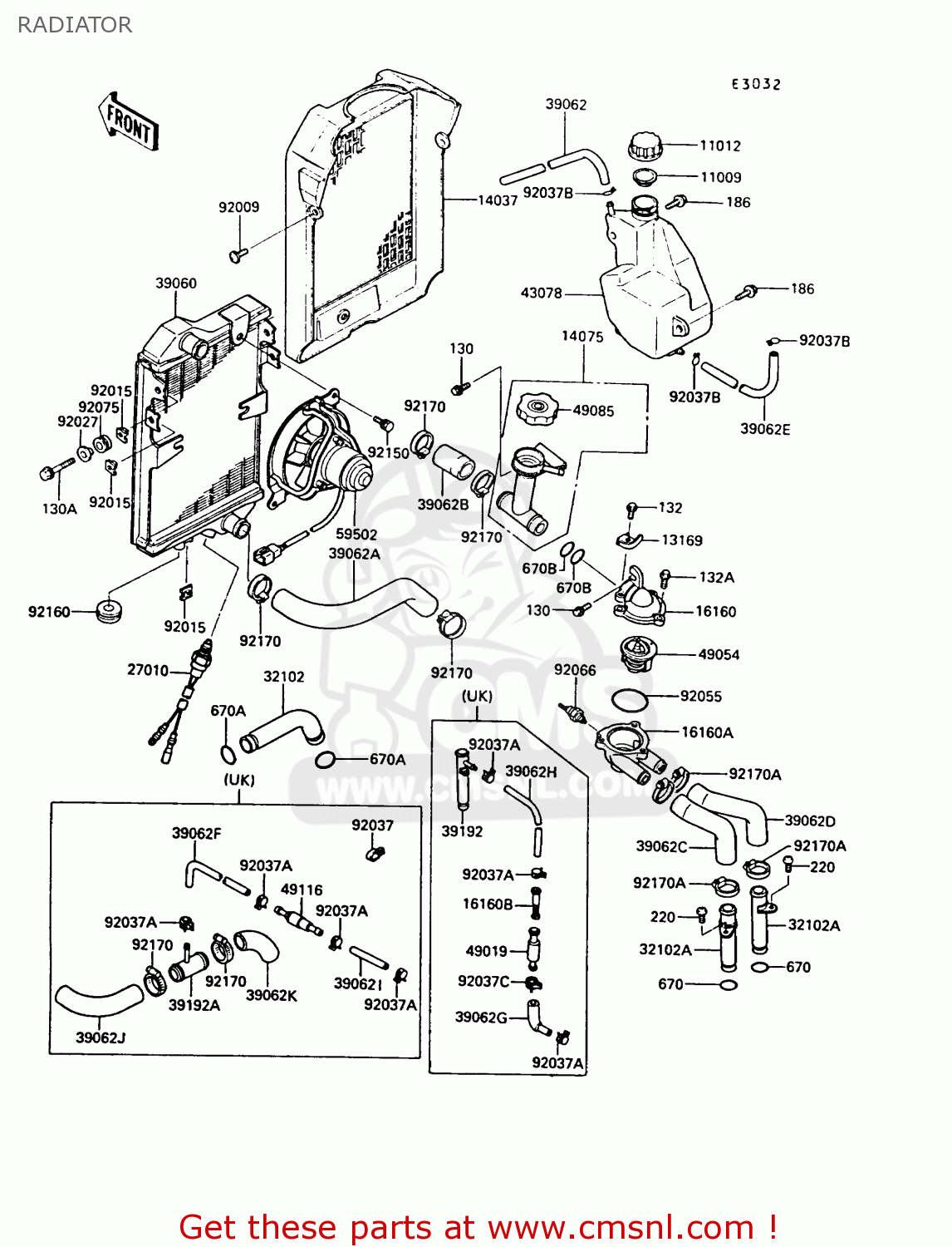RADIATOR EN450A5 LTD450 1989 EUROPE UK AR FG IT NR / LIQUID COOLED