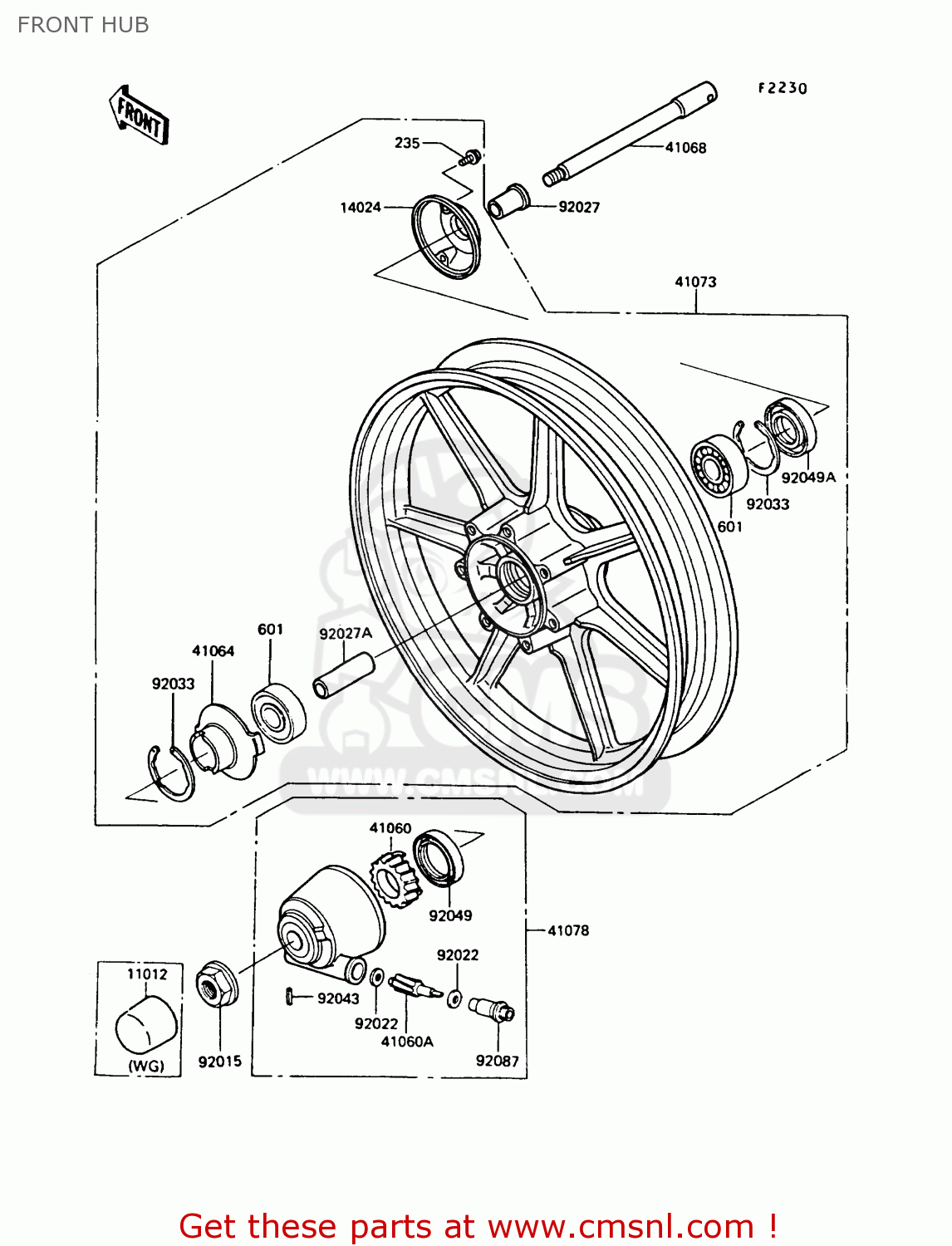 FRONT HUB EN450A5 LTD450 1989 EUROPE UK AR FG IT NR / LIQUID COOLED