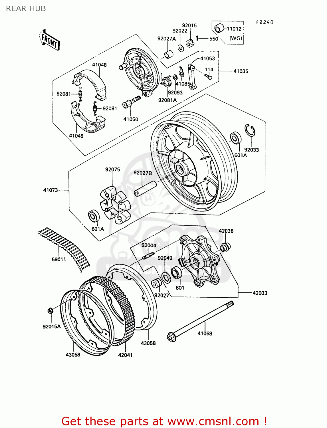 REAR HUB EN450A5 LTD450 1989 EUROPE UK AR FG IT NR / LIQUID COOLED