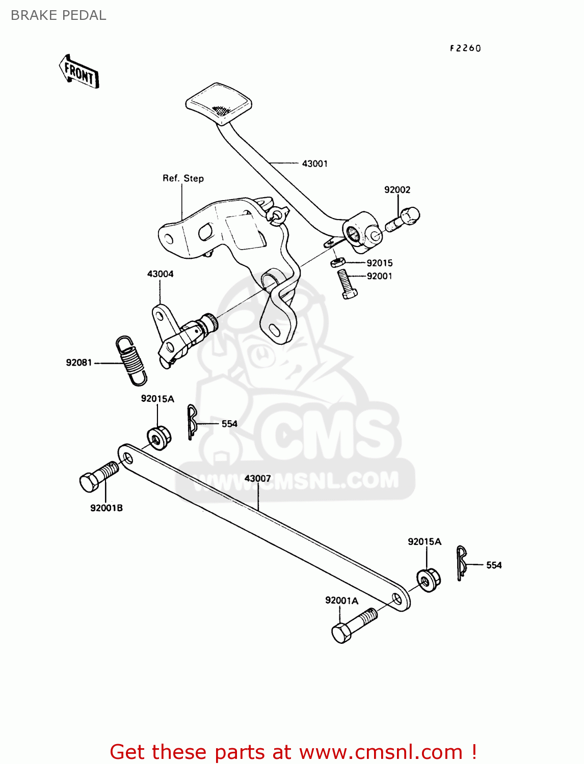 BRAKE PEDAL EN450A5 LTD450 1989 EUROPE UK AR FG IT NR / LIQUID COOLED