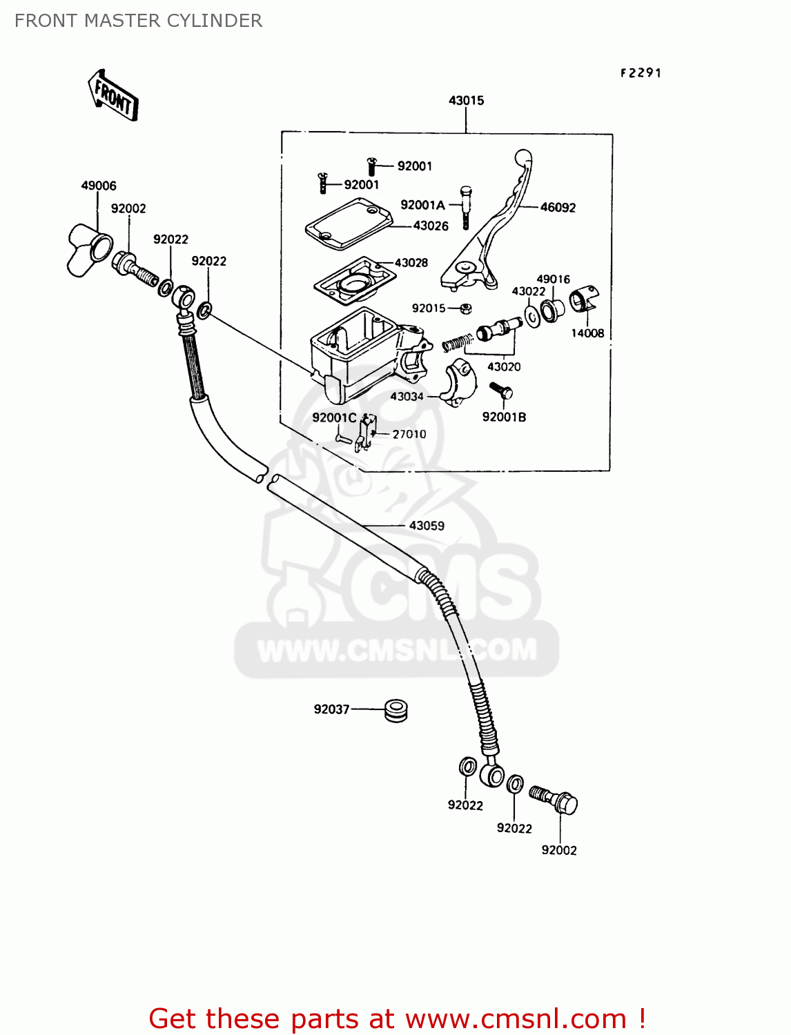 FRONT MASTER CYLINDER EN450A5 LTD450 1989 EUROPE UK AR FG IT NR / LIQUID COOLED