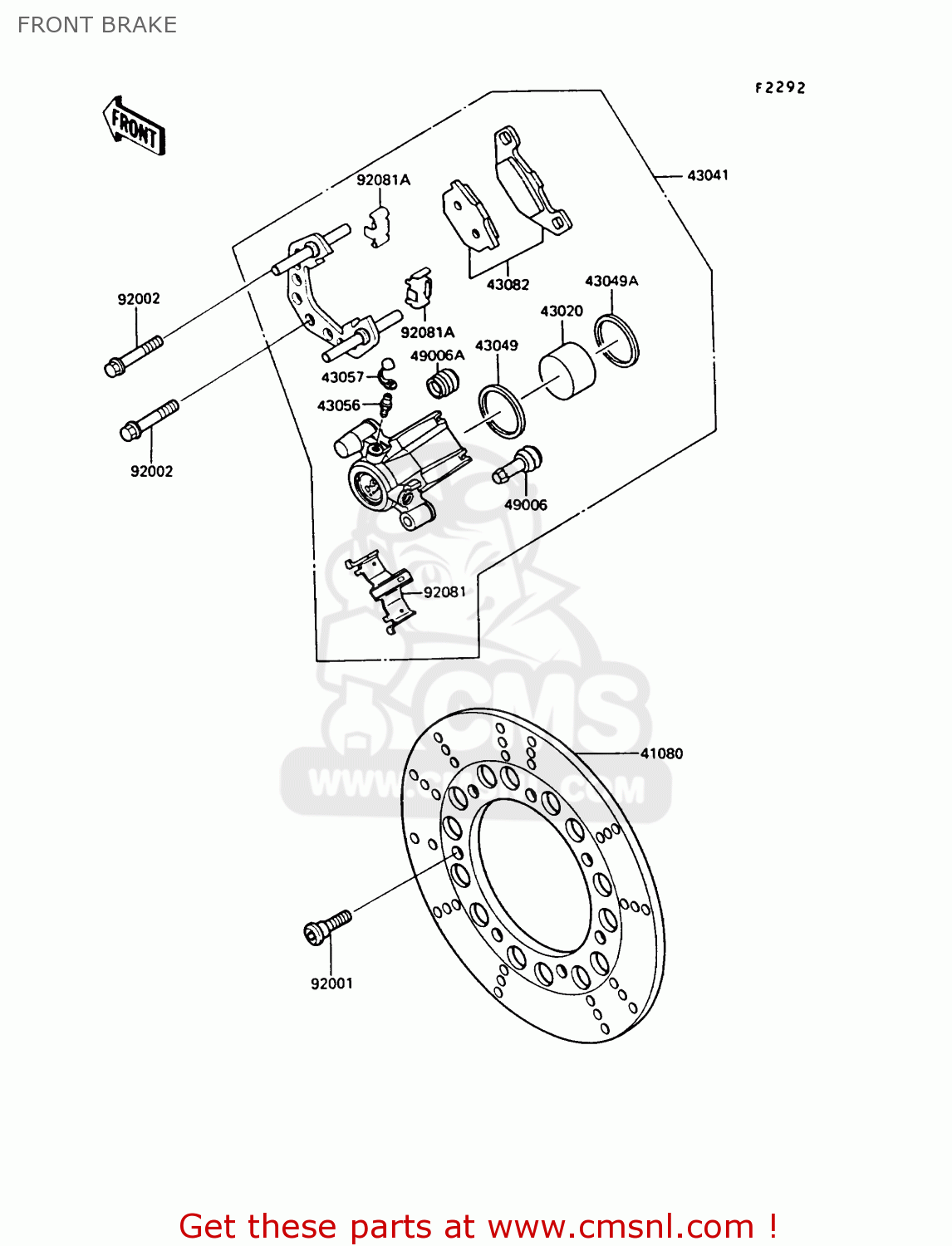 FRONT BRAKE EN450A5 LTD450 1989 EUROPE UK AR FG IT NR / LIQUID COOLED