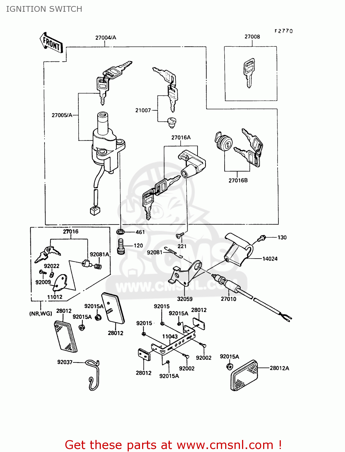 IGNITION SWITCH EN450A5 LTD450 1989 EUROPE UK AR FG IT NR / LIQUID COOLED