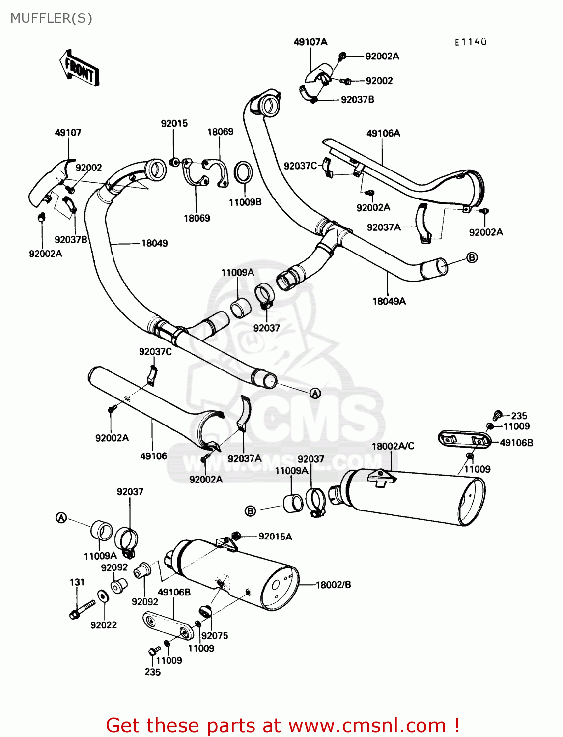 MUFFLER(S) EN450A6 454LTD 1990 USA CALIFORNIA CANADA