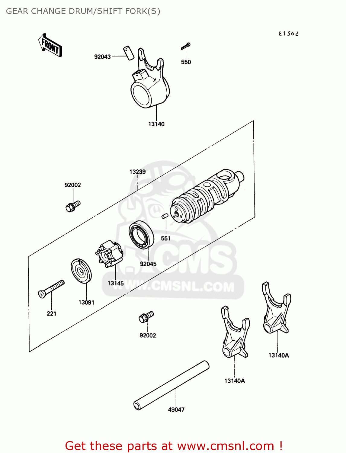 GEAR CHANGE DRUM/SHIFT FORK(S) EN450A6 454LTD 1990 USA CALIFORNIA CANADA