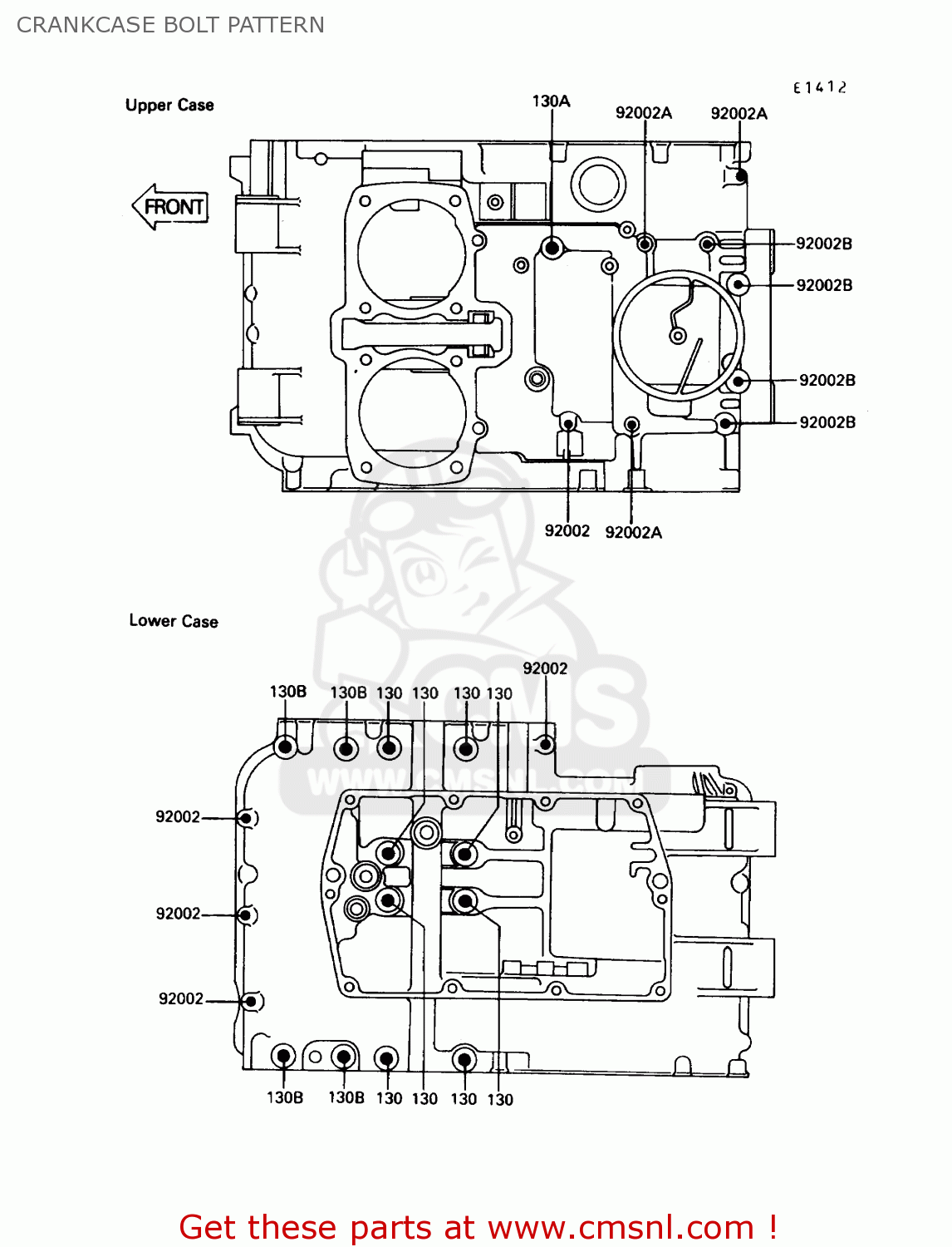CRANKCASE BOLT PATTERN EN450A6 454LTD 1990 USA CALIFORNIA CANADA
